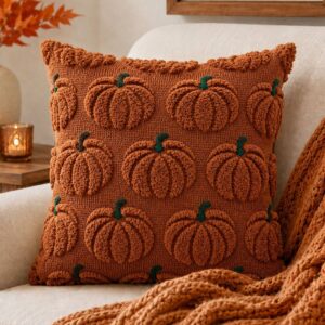 Textured Pumpkin Decorative Throw Pillow Cover For Sofa Bed Chair Fall Decor