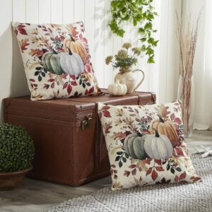 Pumpkin Floral Pillow Cover Set of 2 20Lx20W