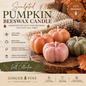 faire_b3_05 Sculpted Pumpkin Beeswax Candle | Fall Pumpkin Candle