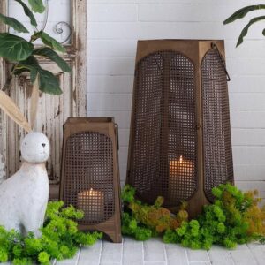 faire_b3_12 S/2 Weathered Brown Lanterns with Arched Legs 29.5 inch /17.5 inch