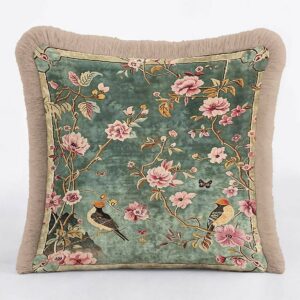 faire_b3_18 Vintage Floral Bird Tassel Cushion Cover Set of 2 Home Decor