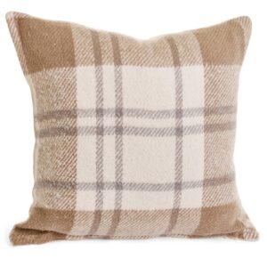 faire_b3_19 Cushion Check/Fringes Brushed Cotton Beige 17X17